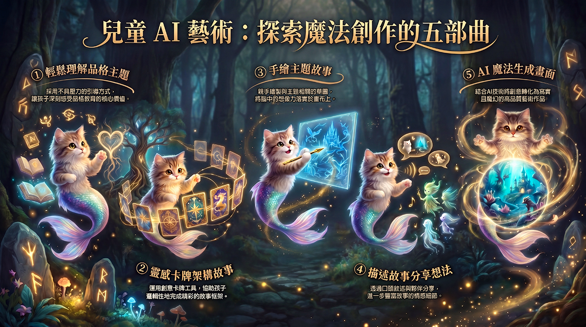 兒童 AI 藝術：探索魔法創作的五部曲