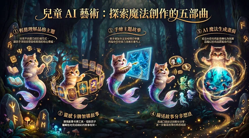 兒童 AI 藝術：探索魔法創作的五部曲